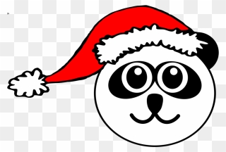 Panda Face With Santa Hat Clipart - Santa Heads Coloring Pages - Png Download