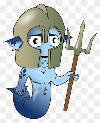 Merman, Neptune, Trident, Siren, Character, Medieval - Merman Cartoon Clipart