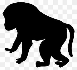 Monkey, Black, Silhouette, Baboon, Animal, Tail - Baboon Clipart - Png Download