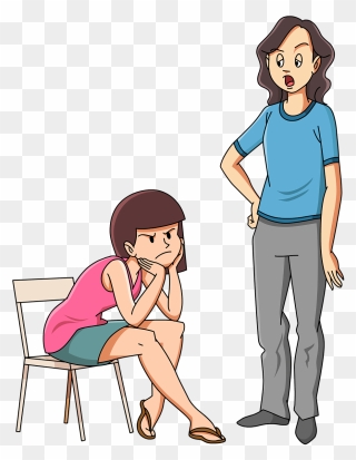 Illustration Of Angry Teenager With Mother Standing - Mother Scolding Daughter Clipart - Png Download
