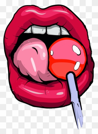 Transparent Lollypop Png - Cartoon Girl Licking Lollipop Clipart