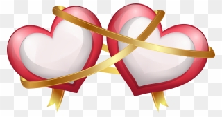 Two Hearts Clip Art Graphic Freeuse Download Two Hearts - Two Hearts With Ribbon - Png Download