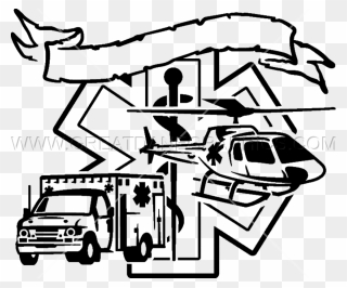 Black And White Ambulance Clipart - Png Download
