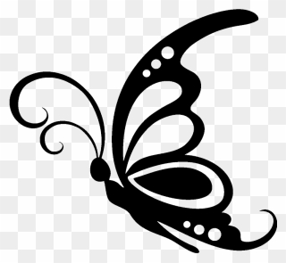 Butterfly Silhouette Stencil Clip Art - Black And White Silhouette Butterfly Clipart - Png Download