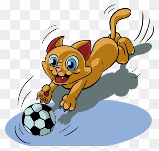 Cat Chasing A Ball Clipart