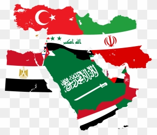 Middle East Map With Flags Clipart