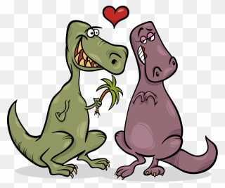 Dinosaurs In Love Wall Decor - Dinosaur Love Clipart - Png Download