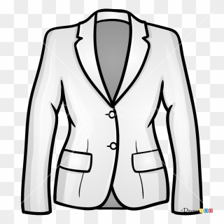 How To Draw Ladies Jacket, Clothes - Blazer Technical Drawing Png Clipart