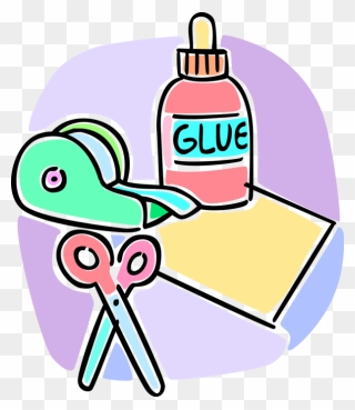 Adhesive Tape, Glue, Scissors - Scissors And Glue Clipart - Png Download