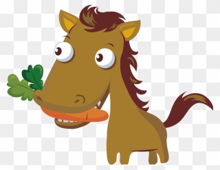 Eat Clipart Bite - Horse Eating Carrot Cartoon - Png Download