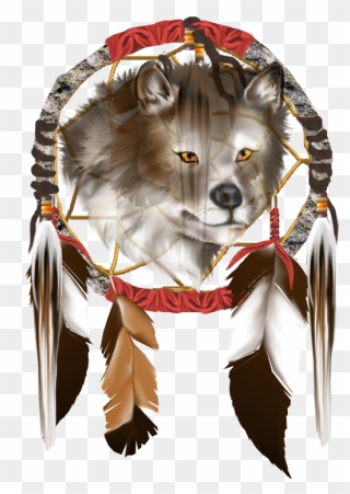 Wolf Face And Dream Catcher - Native American Dream Catcher Png Clipart