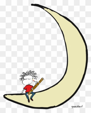 Moon And Bassoon Domestika - Cartoon Clipart