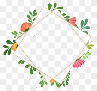 Flowers Geometricshapes Geometric Frame Border Wreath - Water Color Border Png Clipart