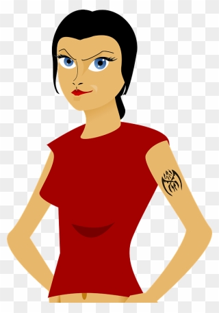 Girl With Top Clipart - Clipart Girl With Tattoo On Arm - Png Download