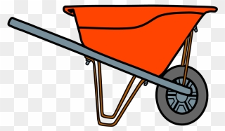 Wheelbarrow, Orange - Cartoon Wheelbarrow Clipart