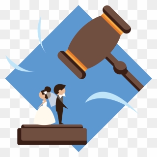 A Wedding Couple That Is Being Pounded By A Gavel Clipart