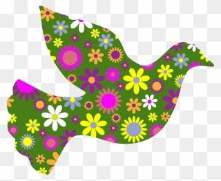 Retro Floral Peace Dove Clip Arts - Pola Sayap Kupu Kupu - Png Download