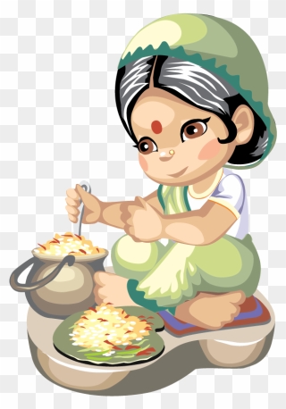 Recipe Vector Cute - Cooking Indian Woman Vector Clipart