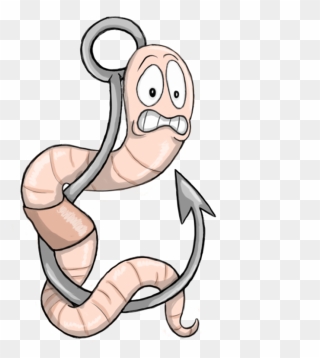 28 Collection Of Fishing Hook Worm Clipart - Worm On A Hook Clipart - Png Download