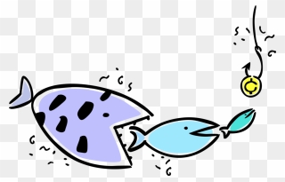 Vector Illustration Of Big Fish Eats Smaller Fish Eats Clipart