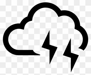 Cloud With Lightning Png Black And White Clipart