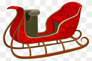 Red Sleigh Clipart Graphic Royalty Free Download Christmas - Sleigh Clipart Png Transparent Png