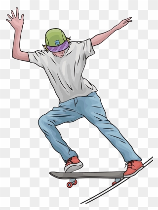 Skateboard Ramp Clipart - Clipart Of Someone Skateboarding - Png Download