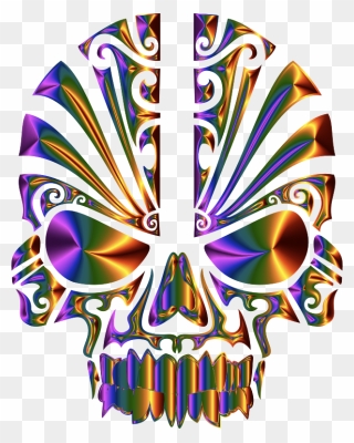 Tribal Skull Silhouette 2 Chromatic No Bg - Tribal Skull Vector Png Clipart