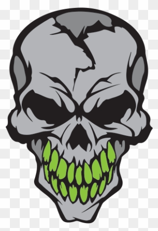 Gray Skull With Green Teeth - Skull Decal Clipart