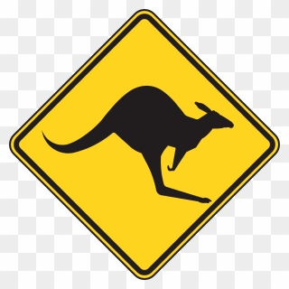 Free Vector Kangaroo Warning Sign Clip Art - Road Signs Left Turn - Png Download