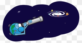 Earth With Telescope Cartoon Clipart