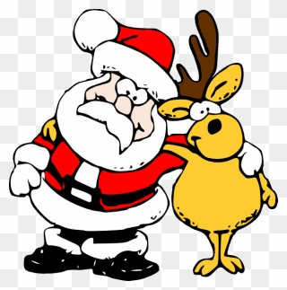 Santa And Reindeer Drawing Clipart