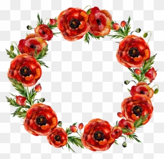 Round Poppy Flower Frame Png Image - Flower Circle Border Png Red Clipart