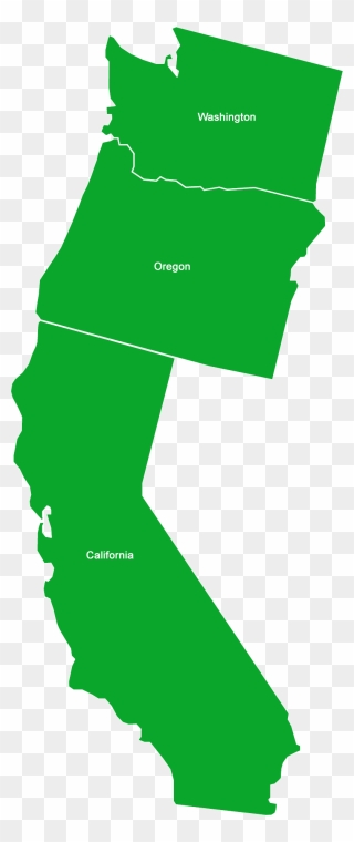 California Washington Oregon Idaho Jefferson - West Coast States Outline Clipart