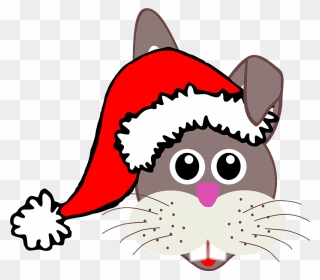Bunny Face With Santa Claus Hat Clipart - Santa Claus Hat Gif - Png Download