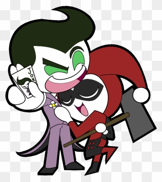 The Joker Clipart - Chibi Joker And Harley Quinn - Png Download