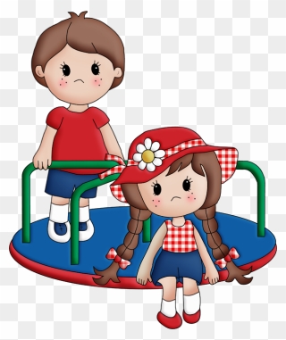 2 Girls Playing On Playground Clip Art - Png Download
