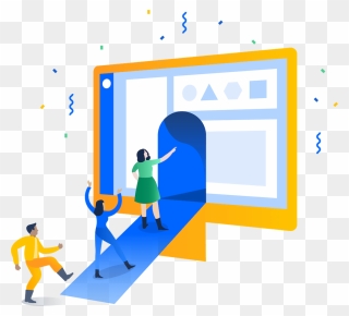 Illustration Of People Walking Into A Monitor With Clipart