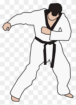 Taekwondo Clipart Taekwondo Fight - Black Belt Karate Cartoon - Png Download