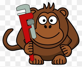 Cartoon Monkey With Wrench Clipart - Monkey Holding A Wrench - Png Download