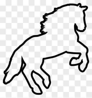 Mustang Dog Silhouette Rearing Clip Art - Outline Of A Horse Jumping - Png Download