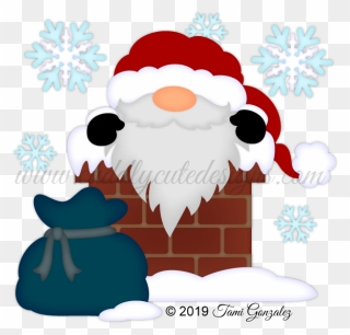 Chimney Santa Gnome - Santa Claus Clipart