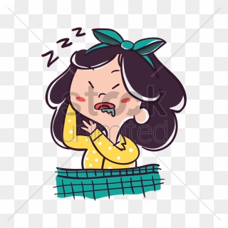 Cartoon Girl Feeling Sleepy Clipart