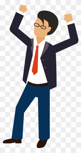 Excited Clipart Business - Man With Hands Up Transparent Background - Png Download
