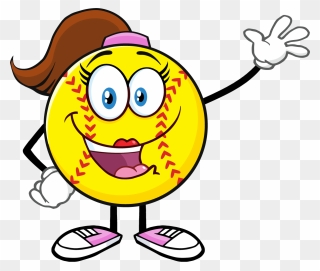 Png Cute Sofball Girl Cartoon Character Waving For - Softball Character Clipart