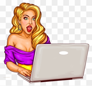 Girl Working On Laptop Png Image Free Download Searchpng - Woman Laptop Pop Art Clipart