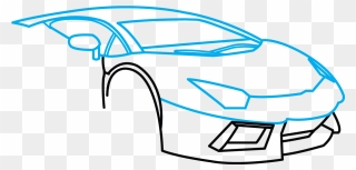 Lamborghini Clipart Drawing - Easy Lamborghini Cartoon Drawing - Png Download