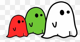 Three Colored Ghost - Cute Happy Halloween Png Clipart