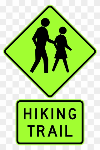 Hiking Clipart Trail Sign, Picture - Two People Walking Sign - Png Download