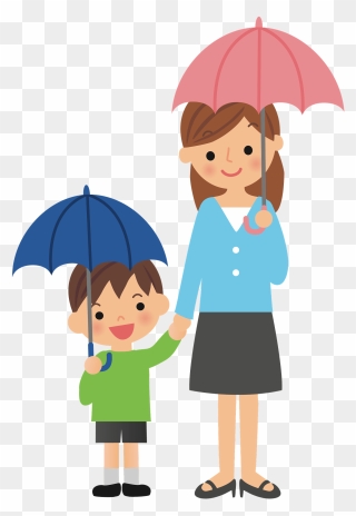 Kid With Umbrella Drawing Clipart